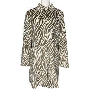 Vintage 90s Animal Print Trench Coat Jacket Blazer Size M Mod Retro Grunge Goth